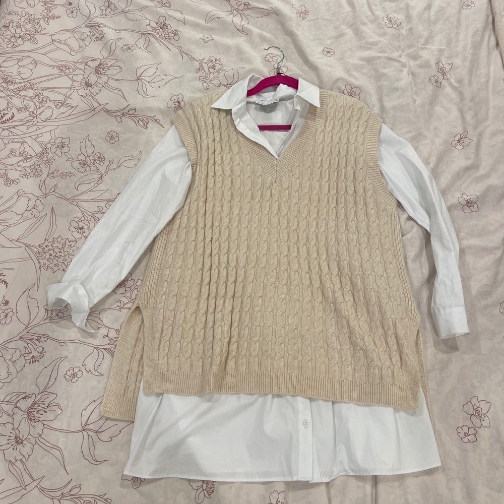 Cable knit sweater vest